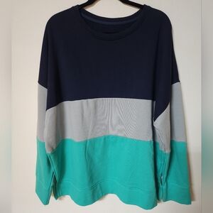 Colorblock Navy, Gray & Teal Crewneck Sweatshirt Size 3X
